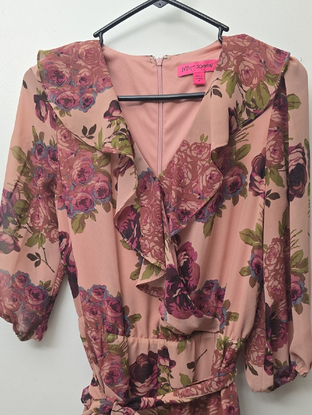 Betsey Johnson Pink Floral Ruffle Dress